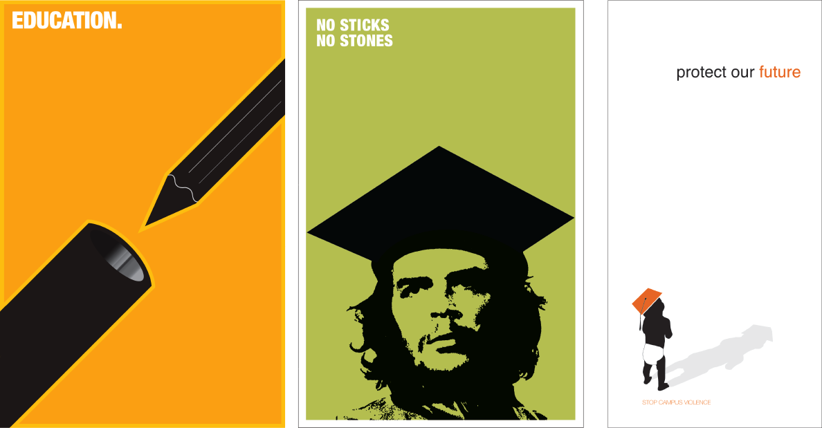 Sample posters fro the campus violence poster project