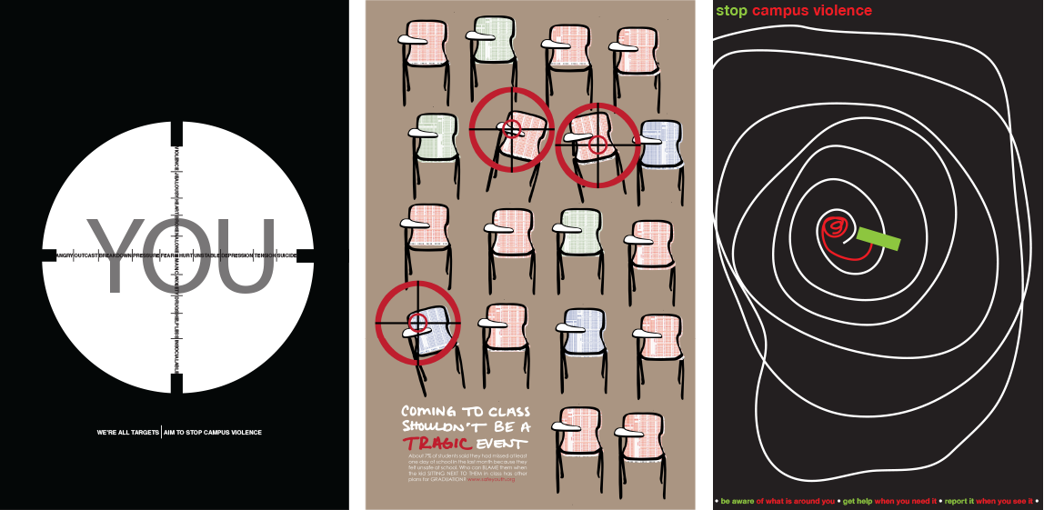 Sample posters fro the campus violence poster project